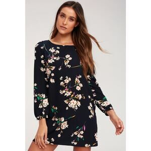 Lulu's Black Floral Mini Dress